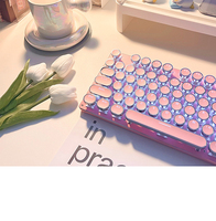 Clavier de jeu mécanique filaire vintage punk 104 touches rose pour femme, style tablette, nouveau clavier pour bureau et esports