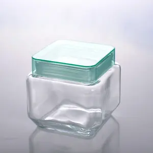 方形透明罐玻璃罐带盖用于食品储存