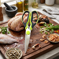 Ciseaux de cuisine robustes 8 pouces en acier inoxydable et plastique, multi-usages, écologiques, pour noix, viande et légumes