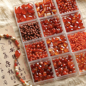 Venta al por mayor de cuentas sueltas de ágata roja natural a rayas, cuentas para hacer joyería DIY, suministros para pulseras y collares. - Product Image 2