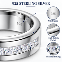 925 Sterling Silber Ring 2,5*2,5mm Princess Cut Moissanit Herren Damen Ehering Kanalset Individuelles Logo Großhandel