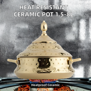 Casserole en céramique résistante à la chaleur - Marmite en argile durable avec couvercle, pour cuisinière à gaz, usage domestique et restaurant, écologique et isolée - Product Image 2