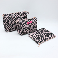 Sac de maquillage à rayures zébrées pour femmes, grand sac de rangement pour cosmétiques personnalisé avec fermeture à glissière pour les voyages, sac organisateur de beauté