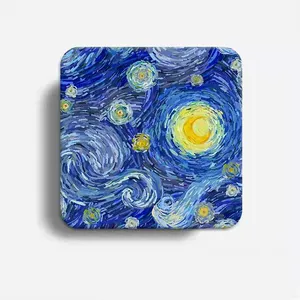 Blue Absorbent Drink Coasters Van Goghs Sternen himmel Keramik untersetzer mit Kork boden für Arten von Trinkgläsern