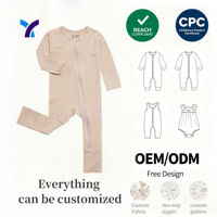 Ensemble de barboteuses pour bébé en viscose de bambou, sans couture, personnalisable, avec double fermeture éclair, vente en gros