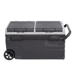 Alpicool TWW75 car fridge 12V 24V AC to DC adaptor included small camping fridge freezer mini refrigerator with wheels 72L
