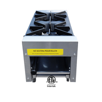 Certificat ETL approuvé en acier inoxydable 2 brûleurs gaz comptoir cuisinière équipement commercial pour restaurant et cuisine