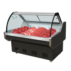 commercial cooler meat display fridge fresh meat showcase supermarket refrigerated deli showcase