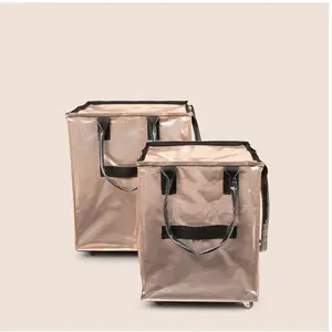 Oem Shopping Tote Rolling Bag With Wheels Foldable Grocery Pp Woven Shopping Bag Collapsible Trolley Bags