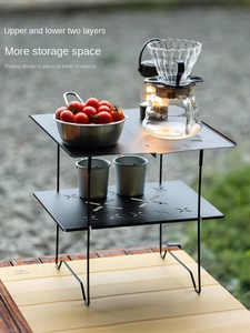 <span class=keywords><strong>Table</strong></span> de <span class=keywords><strong>camping</strong></span> pliante, <span class=keywords><strong>table</strong></span> de pique-nique compacte en métal à <span class=keywords><strong>double</strong></span> couche, <span class=keywords><strong>table</strong></span> de <span class=keywords><strong>camping</strong></span> portable pour l'extérieur - Product Image 2