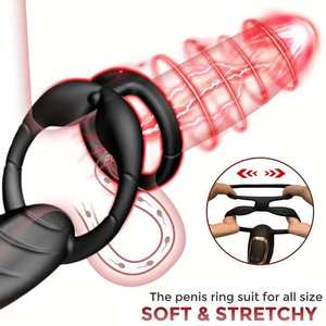 Çift titreşimli prostat masaj aleti Penis halkası kablosuz uzaktan Anal Plug APP kontrollü erkek mastürbasyon yetişkin seks oyuncak erkekler için - Product Image 3