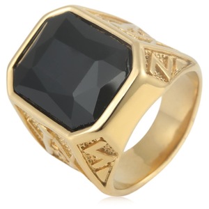 yunnique Men's Geometric Red Gemstone <b>Titanium</b> Steel <b>Ring</b> Bezel Setting Gift Jewelry - Product Image 3