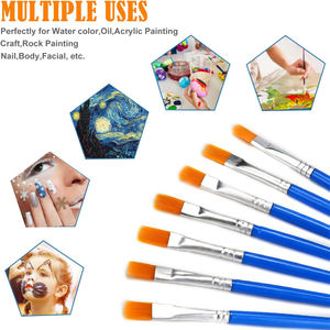 Pinceaux de peinture personnalisés pour enfants, manche en bois, en Nylon, bleu, pour <span class=keywords><strong>débutant</strong></span>, 8 pièces - Product Image 4