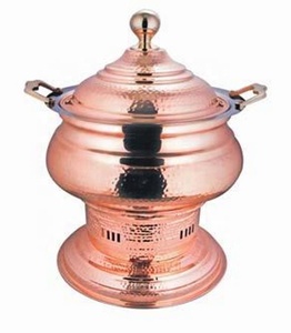 Recipiente para calentar comida de cobre con tapa y asas para exhibiciones de buffet - Product Image 1