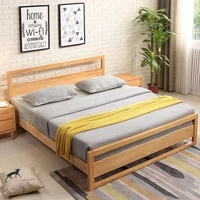 Ensemble de chambre à coucher en chêne massif, design moderne double, avec tables de chevet, simple, pas cher, de haute qualité