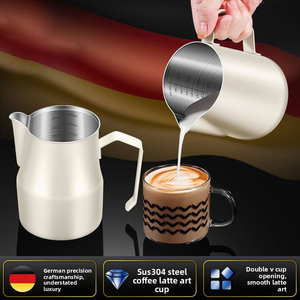 Machine à café portable, tasse à mousse de lait - Acier inoxydable d'inspiration zen asiatique avec bec pointu - Product Image 3
