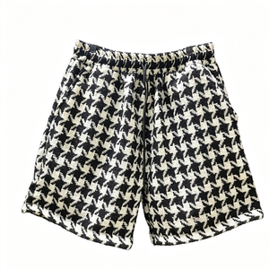 Short cargo respirant en tissu peigné épais à motif <span class=keywords><strong>pied</strong></span>-<span class=keywords><strong>de</strong></span>-<span class=keywords><strong>poule</strong></span>, avec cordon <span class=keywords><strong>de</strong></span> serrage, taille mi-haute, pour <span class=keywords><strong>homme</strong></span>, style vintage, personnalisable - Product Image 3