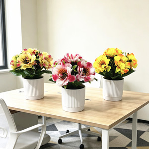 Plantas Artificiales de Crisantemo Paulon en Maceta de 16 cm de Alto, de Plástico y Tela, Decoración Interior para Escritorio - Product Image 1