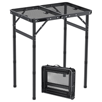 Table de camping moderne avec plateau en maille, légère, portable, petite, pliable, réglable en hauteur, en aluminium, pour l'extérieur