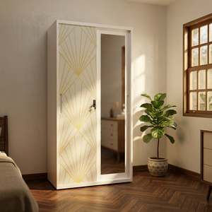 <span class=keywords><strong>Armoire</strong></span> coulissante en acier imprimée à prix abordable, avec miroir intégral, placard métallique anti-rouille pour vêtements, meuble de rangement pour chambre à coucher, idéal pour petit appartement - Product Image 3