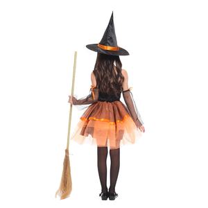 ชุดแม่มดเด็กผู้หญิงชุดแม่มดฮาโลวีนชุดคอสเพลย์งานคาร์นิวัลพร้อมหมวกสีส้มชุดแม่มดผ้าโปร่งที่น่ารักสำหรับเด็กผู้หญิง - Product Image 6