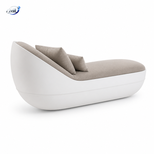 Chaise longue d'extérieur moderne en fibre de verre, rembourrée, pour bord de piscine, avec coussin - Product Image 6