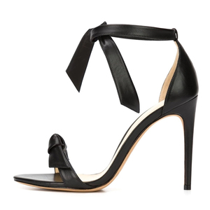 Sandales laconiques pour femmes Nouveau tendance Vente en gros personnalisé avec nœud papillon Fleurs Bride à la cheville 10cm de haut Talons fins à bout ouvert - Product Image 4