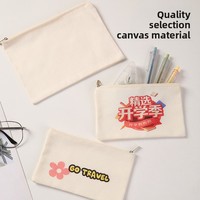 Pochette en toile zippée en gros, sac cosmétique et organisateur DIY avec imprimé dessin animé, étui portable multi-usage pour maquillage et papeterie