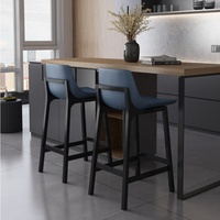 Tabouret de bar moderne et minimaliste en bois sans accoudoirs pour hôtel, restaurant, café, îlot de cuisine