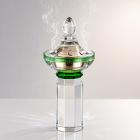 Brûleur d'encens octogonal architectural de luxe en cristal K9 émeraude doré, écologique, durable et fait main