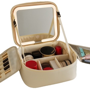 Bolsa <span class=keywords><strong>de</strong></span> <span class=keywords><strong>Maquillaje</strong></span> Grande MKW7423 con Espejo <span class=keywords><strong>LED</strong></span>, Bolsa <span class=keywords><strong>de</strong></span> Cosméticos <span class=keywords><strong>de</strong></span> Viaje para Mujer, Estuche Organizador Portátil <span class=keywords><strong>de</strong></span> Cuero PU con Asa - Product Image 6