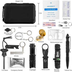 Survival Tool <b>Kit</b> 18.5x11x5cm Multi Functional Wilderness Emergency First Aid Gear Portable Outdoor Adventure Equipment - Product Image 2