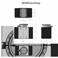 Pompa Ion Dioda SIP200U Pompa Sputter Bebas Oli Vakum Ultra Tinggi Flensa CF50 untuk Sistem Vakum