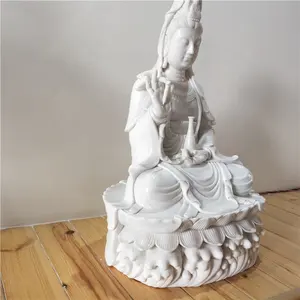 life size white marble seated guanyin bodhisattva buddha statue sculpture