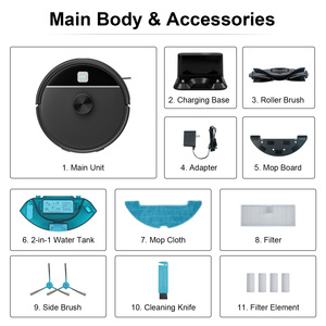 Automatic Deep-Cleaning Wet/Dry Mopping Sweeping Vacuum <b>Robot</b> 5000Pa Suction LDS SLAM Navigation App <b>Control</b> Automatic Dirt - Product Image 6