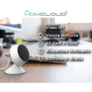 Cámara Wifi Interior Homcloud 1080p con Visión Nocturna, Alimentación por Micro USB, Cámara IP de Vigilancia - Product Image 4