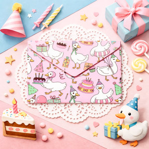 กระดาษห่อของขวัญลายห่านน่ารักสีชมพูแบบดั้งเดิมสำหรับวันเกิด - Product Image 2