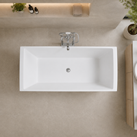 Baignoire rectangulaire en acrylique de 67 pouces avec design trapézoïdal, baignoire autoportante moderne de 820 mm de large