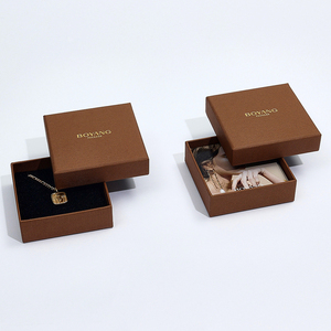 Boyang Custom Lid and Base Brown <strong>Paper</strong> Ring Earring <strong>Bracelet</strong> Necklace Jewelry Box Packaging - Product Image 4