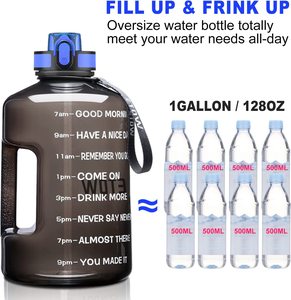 Gallon <strong>Water</strong> <strong>Bottle</strong> with Time Marker BPA Free, 3.78L Motivational Large <strong>Water</strong> Jug Leak Proof <strong>Huge</strong> <strong>Water</strong> Container with Handle - Product Image 3