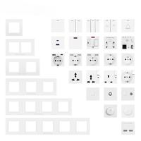 Panel de Enchufes Moderno Multifuncional de Pared, Material PC Resistente, 2 Puertos USB, IP20, 16A, 250V, 86x86mm, 2 Tomas