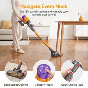 PV18 Cordless Stick <b>Vacuum</b> Cleaner 38KPa Strong Suction 3 Speed HEPA Filter Lightweight <b>Handheld</b> <b>Vacuum</b> for Home Pet Hair Floor - Product Image 4