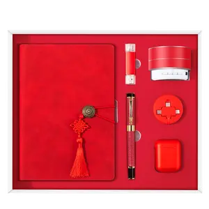 A5 Notebook Usb Flash Drive Pen Speaker Usb-kabel Oordopjes Verschillende Specificaties Item Rode Gift Set