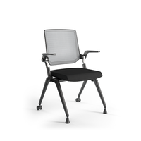 Chaise de conférence pliable avec tablette d'écriture amovible, en nylon, pour hôpital/école/hôtel, roulettes universelles fixes/mobiles