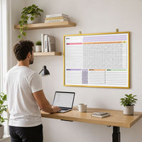 Tableau blanc magnétique de suivi des habitudes sur 31 jours, avec bordure métallique, pour la planification des objectifs mensuels, effaçable à sec, avec crochets de suspension - Usine ODM