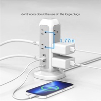 Multiprise verticale Worldplug avec protection contre les surtensions, multiprise de bureau, rallonge électrique, 11 prises