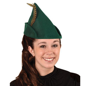 Nouveauté vert feutre tissu Robin Hood chapeaux avec plumes Halloween <span class=keywords><strong>Costume</strong></span> accessoire fantaisie fête fournitures Photo stand accessoire - Product Image 2