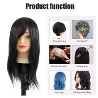 Tête de mannequin en cheveux humains réels pour la formation en coiffure - Modèle d'entraînement pour la coupe, la permanente, la teinture et le coiffage pour salon et école de beauté