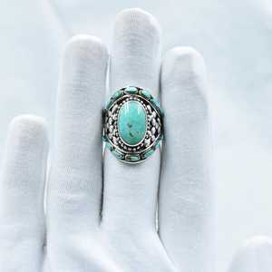 Handmade Turquoise Sterling Silver <b>Adjustable</b> <b>Ring</b> Natural Gemstone Jewelry for Women Wholesale - Product Image 5