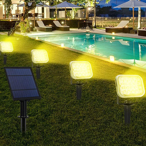 Wide Angle Aluminium Warm White RGB Color Changing Spotlights Solar Flood <strong>Light</strong> 1 on 2/4 Solar <strong>Pathway</strong> <strong>Light</strong> <strong>for</strong> Yard Garden - Product Image 3